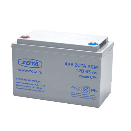 Аккумулятор ZOTA AGM 65 Ач, 12 В