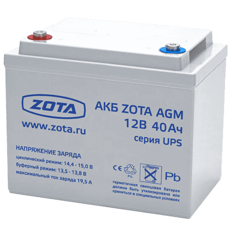 Аккумулятор ZOTA AGM 40 Ач, 12 В
