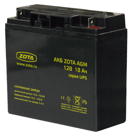 Аккумулятор ZOTA AGM 18 Ач, 12 В